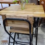 میز ناهارخوری تراس و بالکنی تاشو (کلاف فلز لوله و روی چوب ) - Image 4