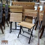 میز ناهارخوری تراس و بالکنی تاشو (کلاف فلز لوله و روی چوب ) - Image 5