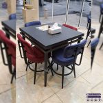 میز ناهارخوری پایه کونیک فلزی با صندلی ویرا جدید فلزی 4 نفره الی 8نفره