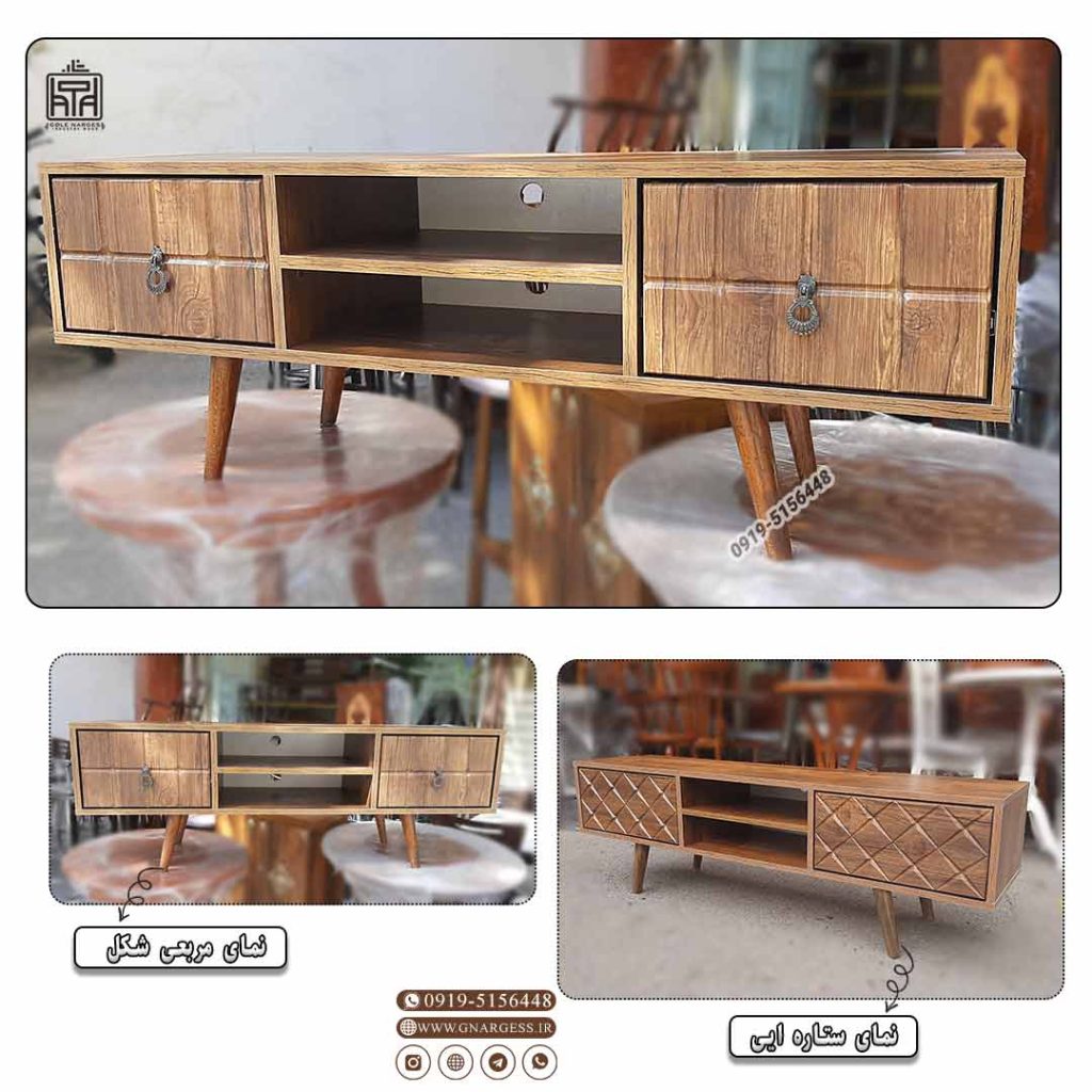 میز تلویزیون و میز تی وی آماندا پایه چوبی - Image 7