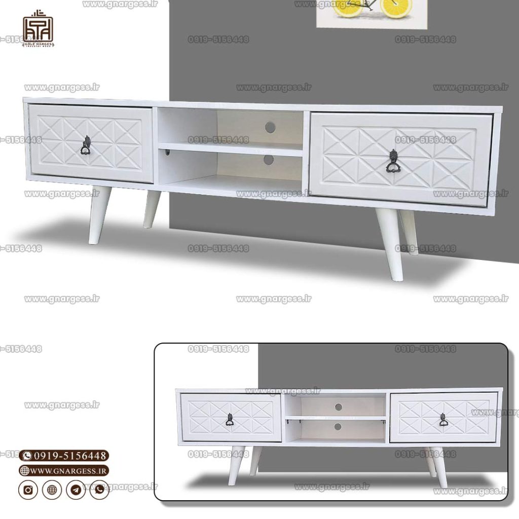 میز تلویزیون و میز تی وی آماندا پایه چوبی - Image 5