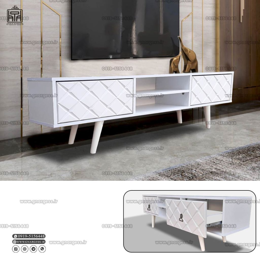 میز تلویزیون و میز تی وی آماندا پایه چوبی - Image 6