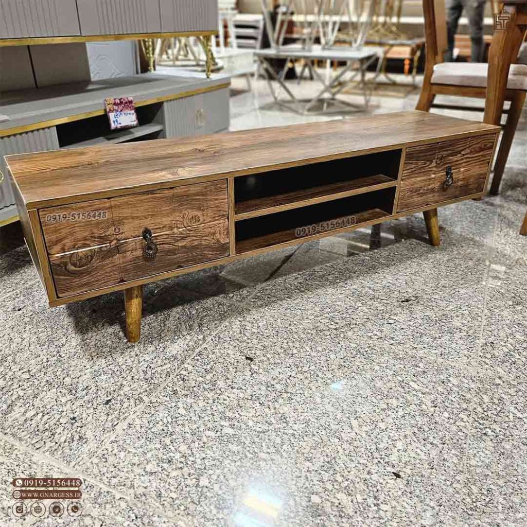 میز تلویزیون و میز تی وی آماندا پایه چوبی - Image 2