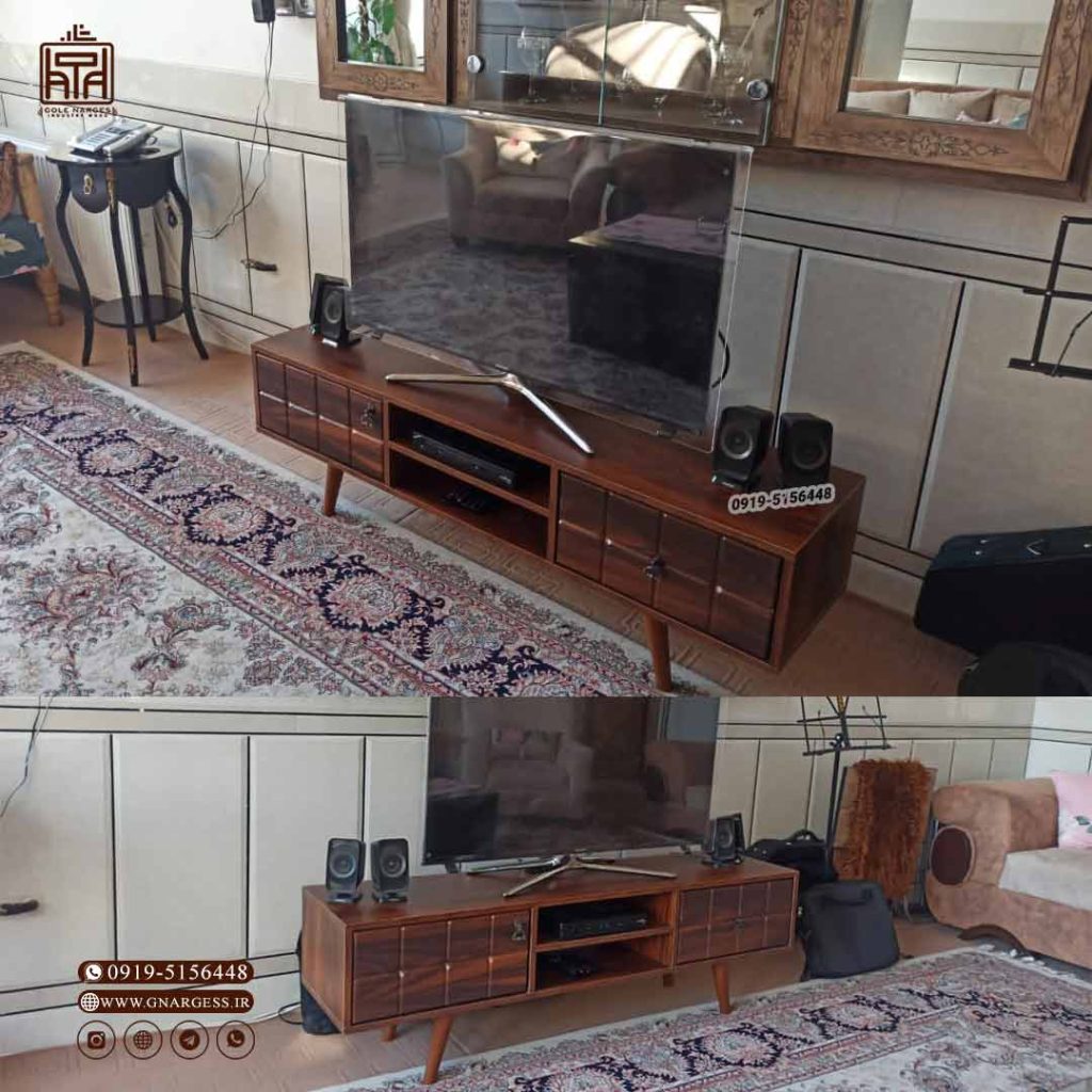فروش میز تلویزیون آماندا وکیوم سایز 140 سانت پایه چوبی - Image 6