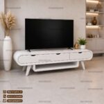 مدل میز تلویزیون 3 بعدی موج رادیویی بیضی وکیوم ام دی اف 140 سانت - Image 12