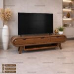 مدل میز تلویزیون 3 بعدی موج رادیویی بیضی وکیوم ام دی اف 140 سانت - Image 11
