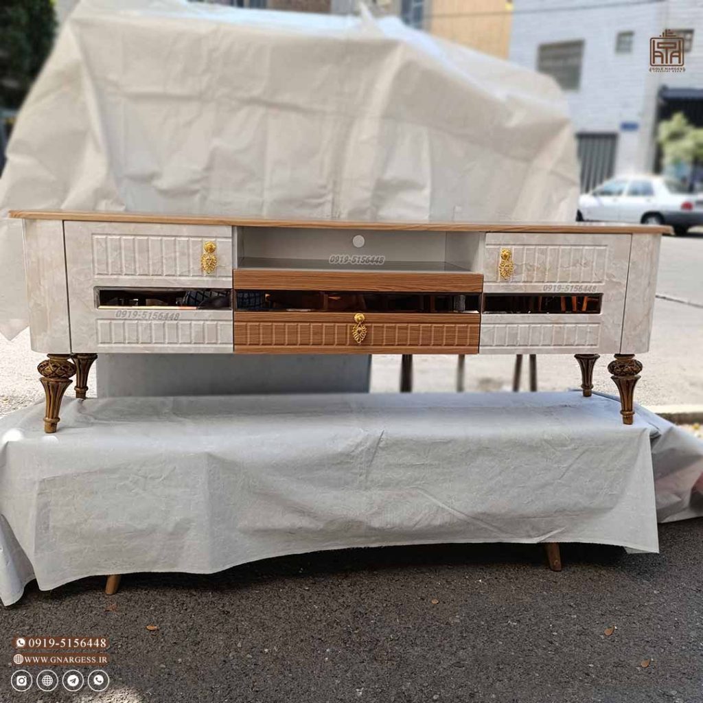میز تلویزیون سوئیسی مدل وزیری نما سنگی وکیوم تمام ام دی اف - Image 4