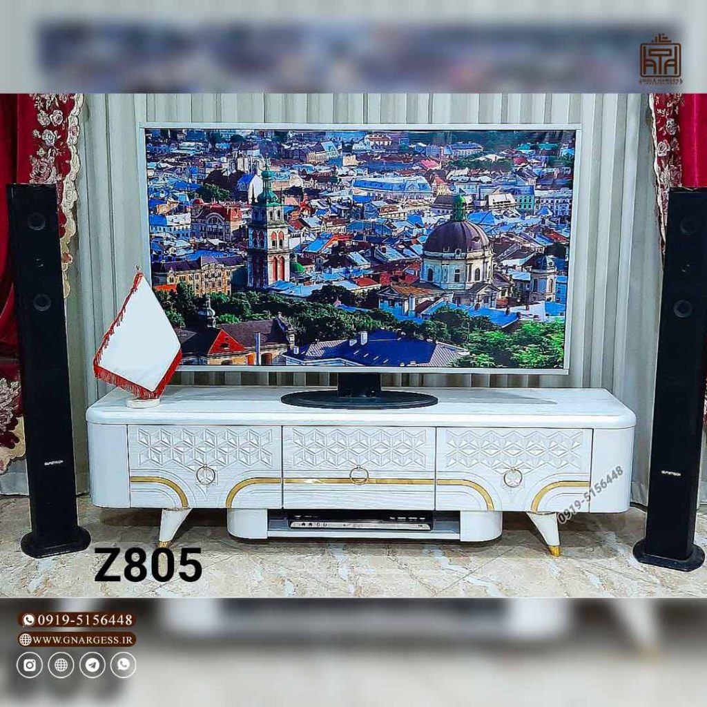 میز تلویزیون 160 سانتی زنبوری 3 کشو وکیوم سنگی - Image 4