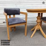 صندلی ناهارخوری چوب راش دسته دار مدل اچ