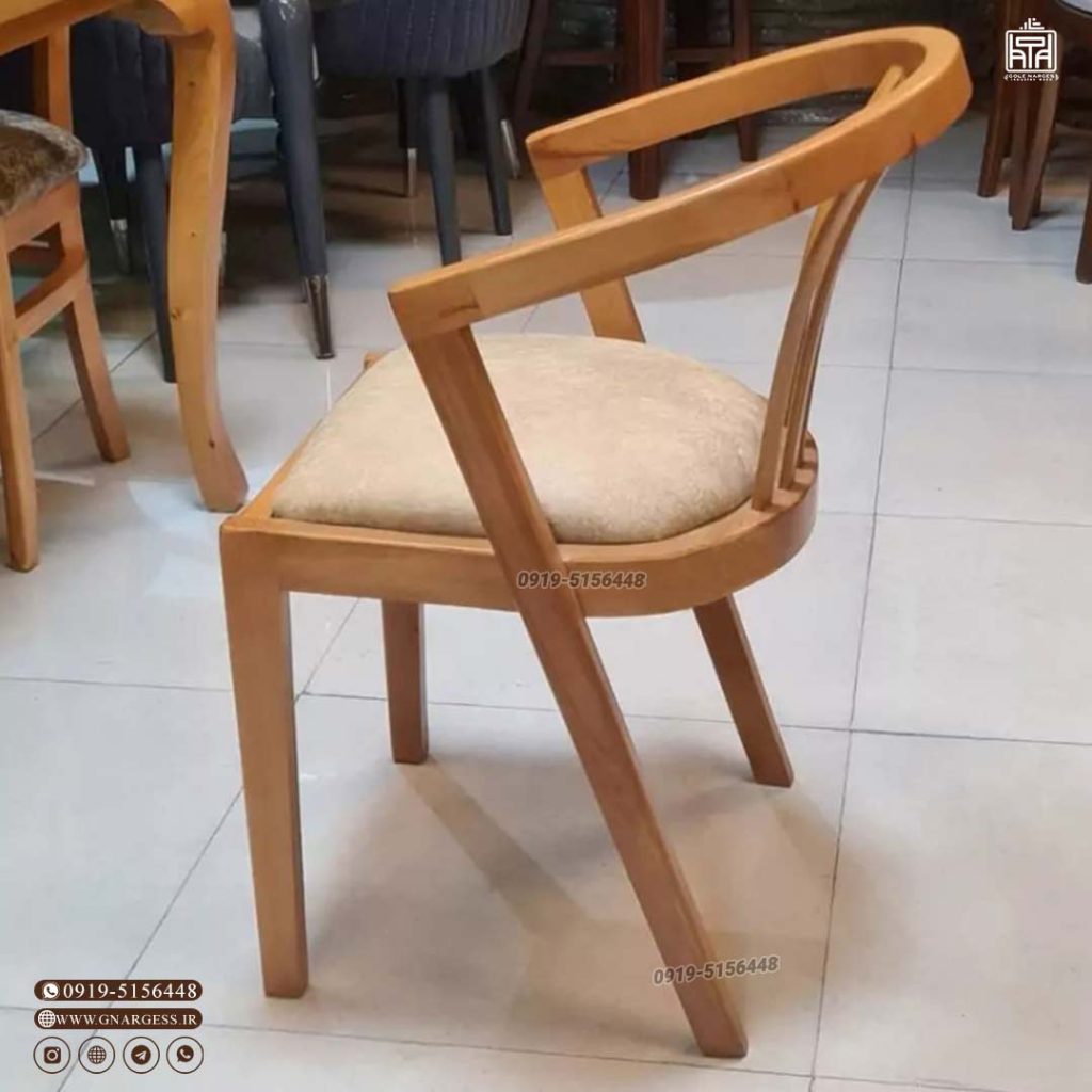 صندلی ناهارخوری دسته دار سبدی از کلاف چوب راش - Image 9