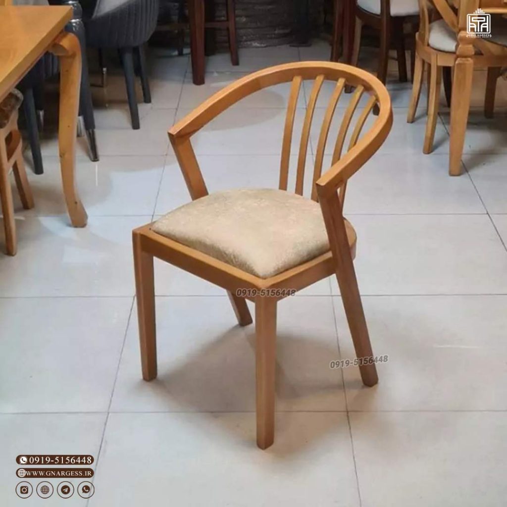 صندلی ناهارخوری دسته دار سبدی از کلاف چوب راش - Image 8