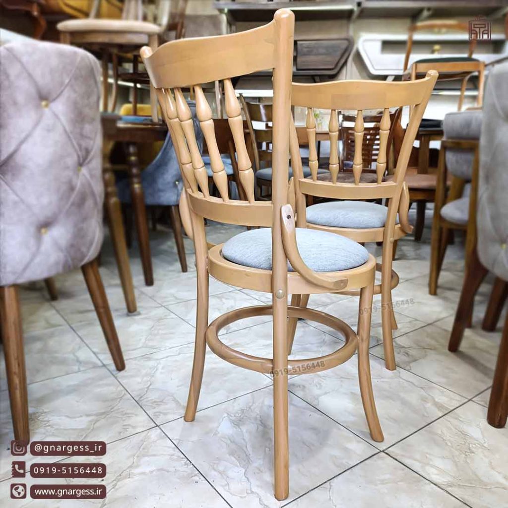صندلی لهستانی خراطی تشک دار مبلی چوب راش - Image 3