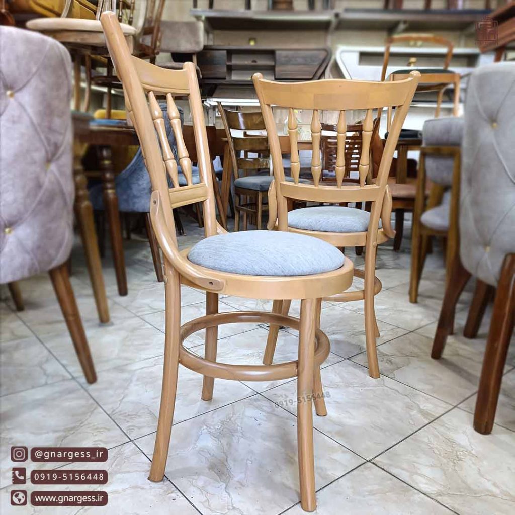صندلی لهستانی خراطی تشک دار مبلی چوب راش - Image 4